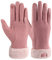 ZASFOU Gants d'hiver en laine pour femme avec doublure en polaire thermique, épais et chaud,Rose,L