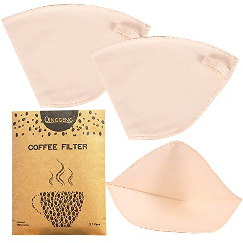 Paquete de 3 filtros de café de tela reutilizables tamaño 4, filtros de café de algodón orgánico de calidad profesional, sostenibles y 100% libres de plástico