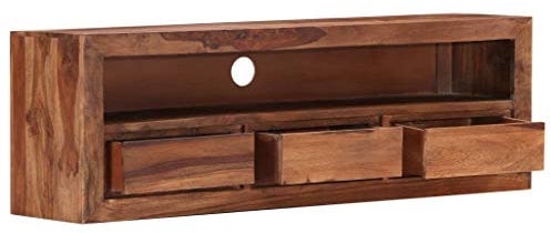 Hommdiy Sheesham-Holz Massiv TV Schrank Board Tisch Möbel 120x30x40cm Lowboard Fernsehtisch Fernsehschrank Sideboard Fernseher Schrank Fernsehmöbel