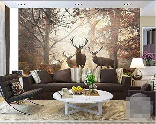 TANYANG Maßgeschneiderte Große Wandtapete Retro Nostalgie Wald Hirsch Wandbild Tv Hintergrund Wall Papel Home Decor 400Cm(W)×280Cm(H)
