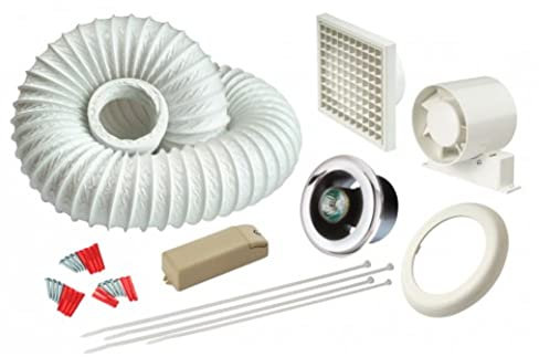 Manrose Intervent VSL100TCLED Shower Extractor Fan LED Light Timer with White/Chrome Bexels