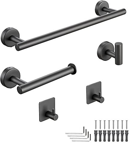 Aquaterior 5-teiliges Badezimmer-Hardware-Set, Wandhalterung, 38,1 cm, Handtuchstange, Toilettenpapierhalter, Haken