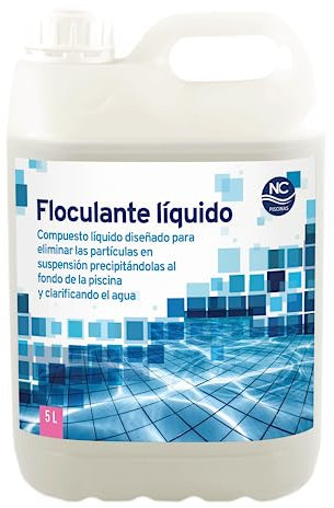 NC FLOCULANTE LÍQUIDO Piscinas - ENVASE 5 litros. (Elimina Las partículas en suspensión precipitándolas al Fondo) - Fabricado en España