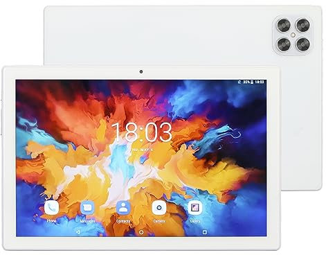 Plyisty Tablet 10,1 Zoll für Android 11.0, 12 GB + 256 GB, Octa-Core-CPU, 1920 X 1200 HD, 8 MP + 20 MP, 4G LTE und 2,4 G/5G Dualband-WLAN, 8800 MAh Akku (Weiß)