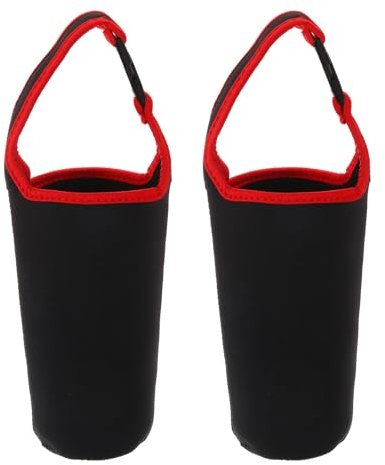 PATIKIL 30oz Tumbler Carrier Holders, 2 Pack Reusable Neoprene Insulated Mug Drinks Water Bottle Cap Tumbler Carrier Pouch Protector for Outside Sport Travel, Black Red