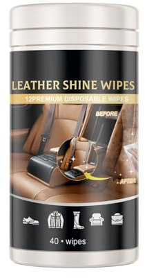 MoreChioce Lingettes Nettoyantes pour Le Cuir, 40PCS Nettoyants Cuir et Garniture pour Auto et Mot Lingettes Nettoyantes Pour Auto pour Canapés en Cuir, les Sacs à Main, les Chaussures