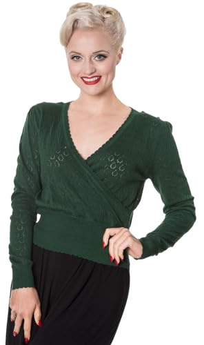 Banned Retro Pullover Basic Instinct Grün Rockabilly Vintage Wickeltop