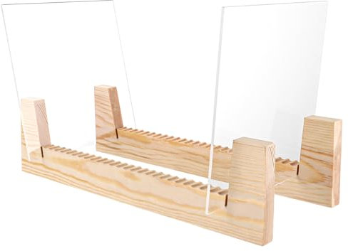 APACALI 1 Stück Schallplattenständer aus massivem Holz mit kristallklarem Acryl, LP Schallplatten Ständer Aufbewahrung Organizer für 50 LPs, Vinyl Ständer mit robustem transparentem Acrylhalter