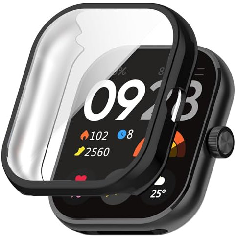 FiiMoo Funda para Xiaomi Redmi Watch 4, Protector de Pantalla HD, Carcasa de Silicona Suave con Protección Completa - Negro