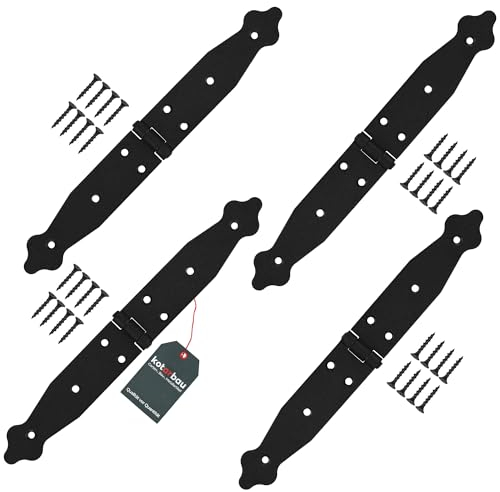 KOTARBAU® 4er Set Ladenband Türbänder 150 x 150 x 35 mm aus Pulverbeschichtetem Stahl Torscharnier Türband Schwarz Scharniere Klappbar Fensterscharnier Holztür Gartentor Scharnier Kistenband Torbeschl