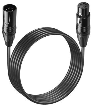 GINTOOYUN DMX Cable 4 Pin Signal XLR Male to Female Stage Light Signal Cable with Metal Connectors, Connection for Stage & DJ Lighting Fixtures (1.8M)