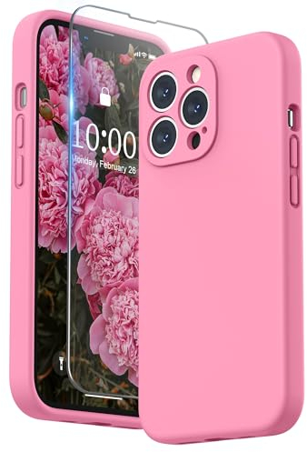 SURPHY Schutzhülle aus Flüssigsilikon, kompatibel mit iPhone 13 Pro 6,1 Zoll, individueller Schutz für jedes Objektiv, dick, Premium-Silikon, Schutzhülle für iPhone 13 Pro 6,1 Zoll, Pfirsichrosa