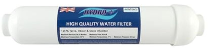 Hydro+ H11PA - Cartuccia filtro dell'acqua in linea con inibitore di calcare per frigoriferi e sistemi sottolavello con tubo da 1/4, compatibile con Samsung DA29-10105J, 2010CB, LG ADQ736939,