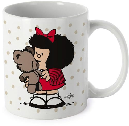 Grafoplás | Tazza con impugnatura facile | Design Mafalda Orsetto | Ceramica | Capacità 330 ml | 9,5 x 8 cm | Perfetto per le tue bevande