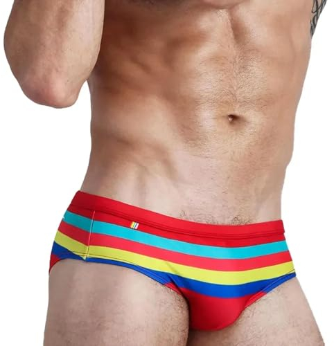 WOYUANSHA Badehose Boardshorts Schwimmhose Herren Badeanzug Bikini Bademode Sexy Kontur Tasche Badeanzug Surf Shorts Strand Bahren Strand Bekleidung L Rot