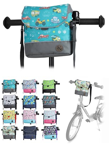 BAMBINIWELT Kinder Lenkertasche – Fahrradtasche für Kinder, Laufradtasche & Lenkerkorb mit Schultergurt – kompatibel mit Puky, Woom & Roller – wasserabweisend & robust, Farbe: Modell 02