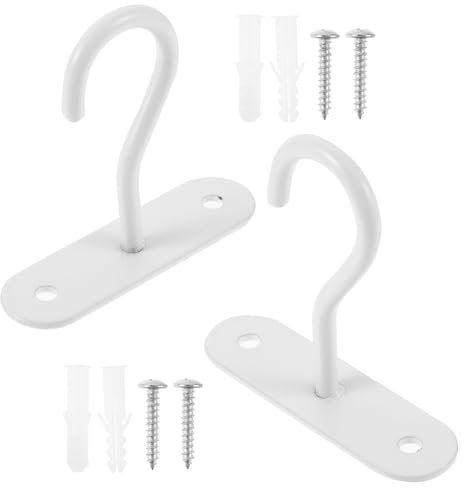 TINEASUR 2ensembles De Plafond pour Suspension De Plantes Et Lanternes De Muraux Blancs avec Vis Et Éléments De Fixation pour Décoration Intérieure Et Extérieure