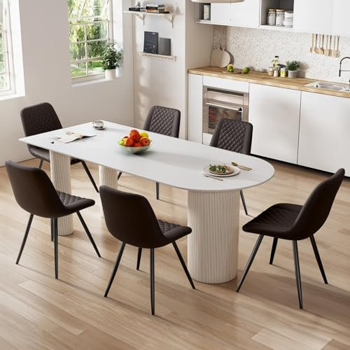 Hawthyhome Esszimmerstühle 6er Set Kunstleder Küchenstuhl Polsterstuhl gepolstert für Wohnzimmer Schlafzimmer Küche mit Rückenlehne, Dunkelbraun