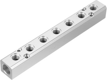 PATIKIL Air Manifold, 7 Way 9 Port 1/4 Output Port 1/2 Supply Port Aluminum Air Hose Inline Manifold Block Splitter Pneumatic Air Compressor Distribution Fitting, Silver