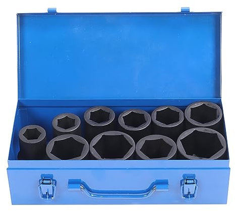 Topyond Impact Socket,10PCS Set 1in Drive Deep Impact Socket Heavy Duty Impact Socket Set with Iron Storage Box
