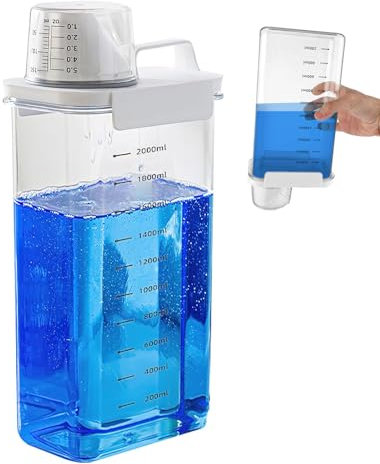 Dispensador de Detergente, 2300ml de Dosificador de Detergente Hermético con Vaso Medidor, Botellas Vacías Reutilizables de Detergente en Polvo, para Lavandería