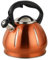 3L Whistling Kettle, Stainless Steel Stove Top Kettle, Stove Induction Kettle with Wood Grain Handle, Whistling Teapot Kettle for Kitchen Gas Hob, Induction Cooker, Cute Pumpkin Shape(Orange)