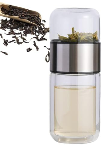 Infusor De Té Infusifye | Botella Infusora De Té De Vidrio | Botella De Té A Prueba De Fugas Con Infusor | Té Suelto Más Empinado | Taza De Té Portátil Con Separación De Agua Y Té Para Entusiastas