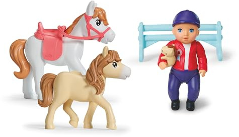Baby Born Minis Reitstunde-Spielset mit Minis Puppe Emma | Minis-Puppe Emma, Pferd, Fohlen, Sattel und Zaumzeug