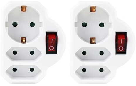 2XSchutzkontaktsteckdose - Steckdose mit Schalter - Zwischensteckdose - Sicherheitsschalter - Energiesparender beleuchteter Ein-/Aus-Schalter - Stromsparen