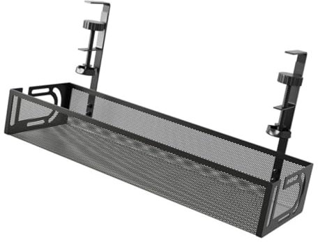 Gadpiparty under Desk Cable Organizer and Wire Management Tray Large Metal Wire Cord Organizer Basket for Home Office Black under Desk Storage Holder for and