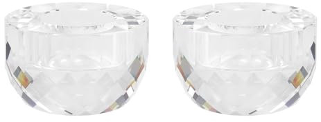 Donoucls Kristall-Teelichthalter, 2er Set – Handgeschliffene Klare Kristall-Kerzenständer (8 cm × 5 cm) für stilvolle Dekoration mit Teelichtern