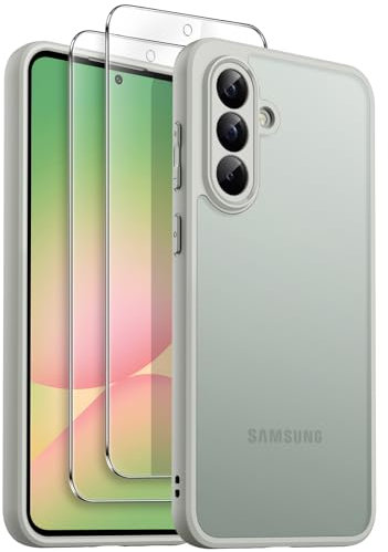 JETech 3 in 1 Cover Opaca per Samsung Galaxy A56 5G con 2 Pezzi Vetro Temperato Pellicola Protettiva, Traslucida Glassata Antiurto Cellulare Custodia con Protezione Fotocamera (Oliva)