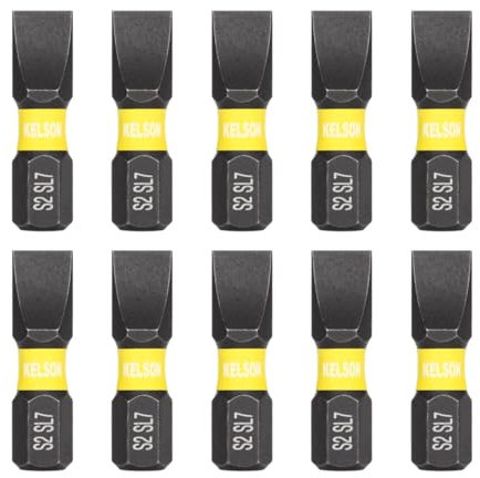 10 x KELSON 7mm Flat-Head 25mm Impact Rated Screwdriver Bits Slotted Slot SL7 1/4 Universal