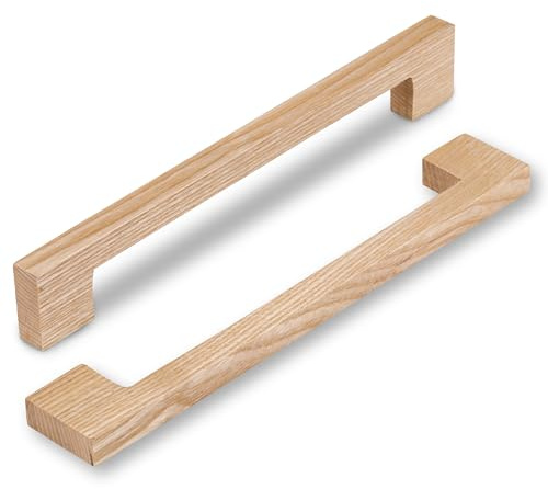 SYZOW 6 Stück Schubladengriff aus Holz, Möbelgriffe Holz 160mm Lochabstand (Aschenbaum)