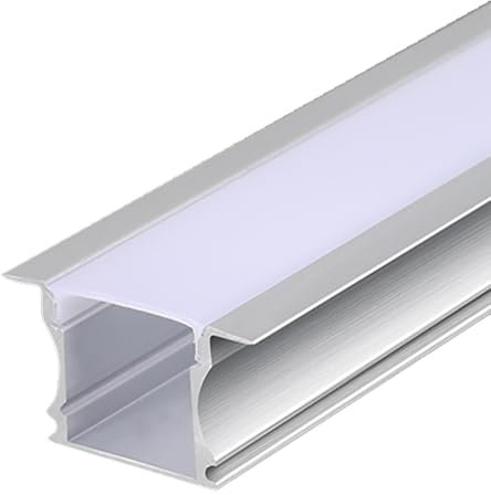 RISHORI U-Profil Alu LED Kanal 1m/3.3Ft - Einbau-Stripediffusor für Wohnzimmer Schlafzimmer Badezimmer Treppenbeleuchtung,17mm*14mm with Edge