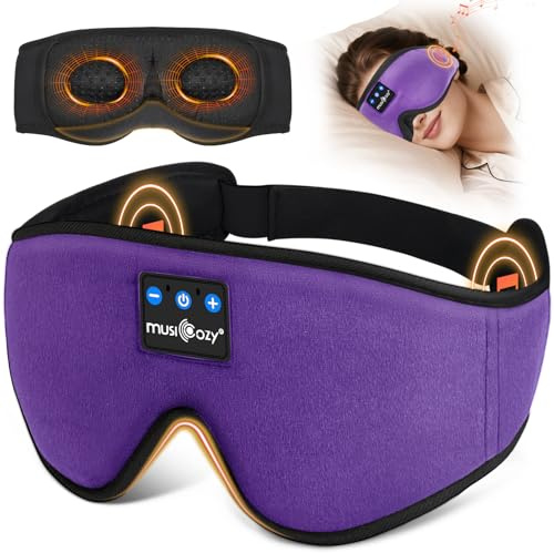 MUSICOZY Schlafkopfhörer 100% Verdunkelung 3D schlafmaske mit kopfhörer | Weiche Schlaf Kopfhörer Mit Bluetooth 5.4 & 16H Spielzeit. Perfekt Für Seitenschläfer, Reisen, Nickerchen, Yoga & Meditation