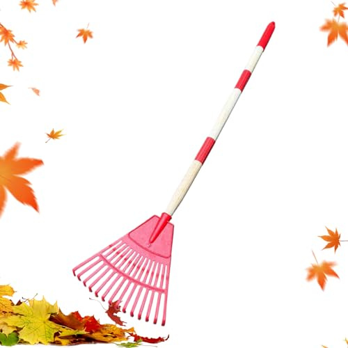 Leaf Rake Leaves Rastrillo de Hojas para jardín de 14 Dientes, rastrillo para césped y terraza, Escoba Desmontable para Exterior césped, jardín, terraza, Ramas, Grass Cut