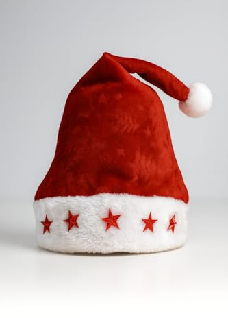 allthethings - Weihnachtsmütze mit LED-Beleuchtung – Shining Star Classic – Einheitsgröße – Rot/Weiß