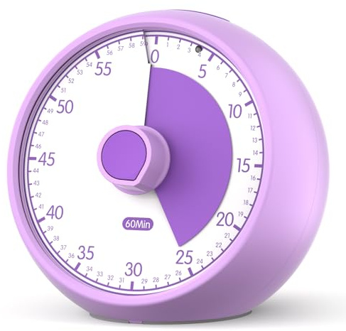 Conchstar Time Timer Visueller Timer Kinder 60 Minuten Countdown Timer - Ideal für ADHS & Autismus, Hausaufgaben, Schule, Classroom & Kochen in der Küche (Lila)