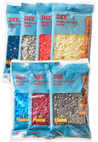 Hama Juego de perlas 9413 para planchar con aprox. 7000 cuentas de manualidades con diámetro de 5 mm en 7 colores, diversión creativa para grandes y pequeños