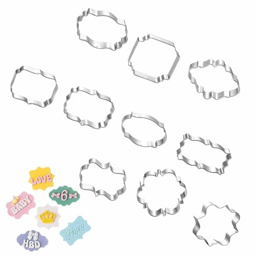 10 Stück Ausstechformen Edelstahl Plaque Fondant Plätzchen Ausstecher | Keksausstecher Set mit Filigranen Formen für Herstellung von Keksen Tortendekorationen