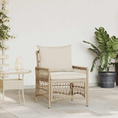 Frdhee Camping Stühle Verandamöbel,Gartenstuhl Beige 60 x 70 x 78 cm Poly-Rattan für Balkon, Pool, Terrasse