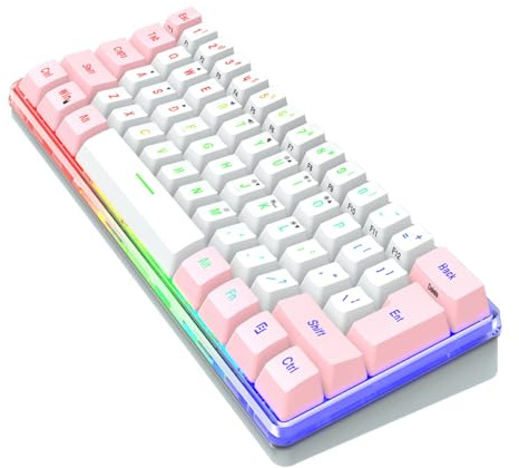 WATIIFUFU Clavier de Jeu Mécanique RGB Compact 61 Touches ABS Éclairage Multicolore pour Gamers