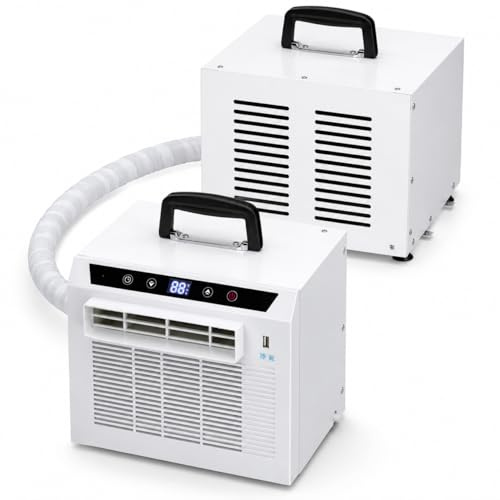Aire acondicionado dividido de 3000 BTU portátil con panel táctil, control remoto, temporizador de 24 horas, diseño de mango superior para casa, oficina, camping, sin montaje