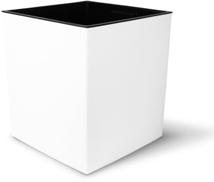 Lamela Pot carré Plastique 40 cm - Bac Inclus 40 L Strié - Blanc | Bac intérieur amovible · Résistant UV & intempéries · Rainures effet bois · Palmiers, Monstera & grandes Plantes