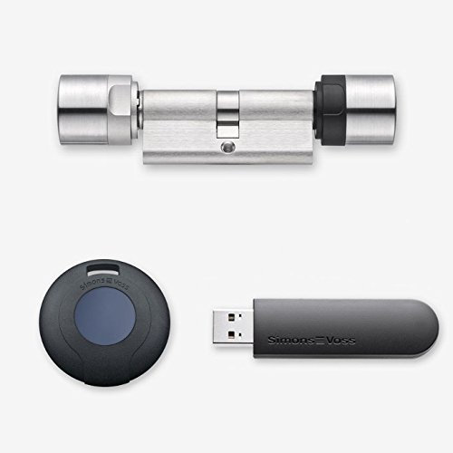 SimonsVoss MobileKey Starter-Paket Offline mit Doppelknaufzylinder A:45/I:35, 3 Transpondern und USB-Programmierstick - alle Längen von 30/30 bis 60/60 verfügbar