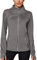 icyzone Damen Sport Jacke Laufjacke Trainingsjacke voll Reißverschluss Laufshirt Langarm mit Daumenloch (S, Grey)