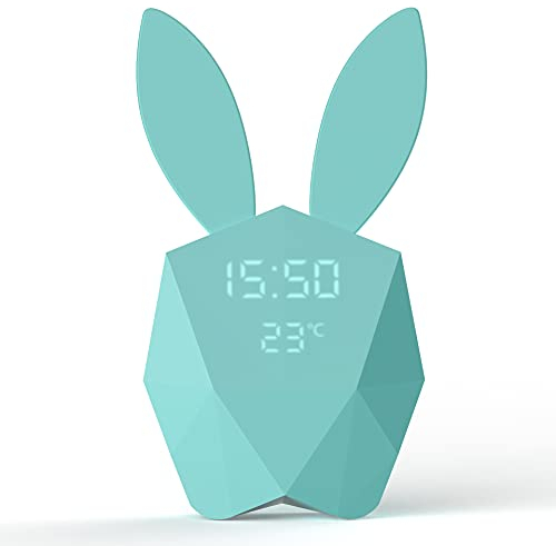 Intelligenter Hasenwecker Cutie Clock Mob | Pastellblau – Geräusch- und Bewegungsmelder, innovatives Design und Nachtlicht | Nomade
