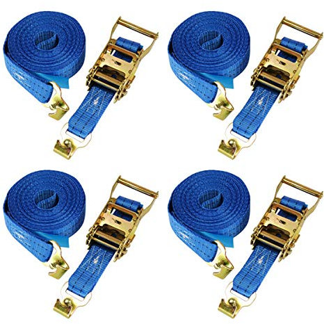 Kuriershop Zurrgurt, LC 750/1500 daN, 6 m, 35 mm, 2-teilig, Flachhaken m. Sicherungsstift f. Stäbchenschiene, Blau, für LKW & Lieferwagen, Polyester