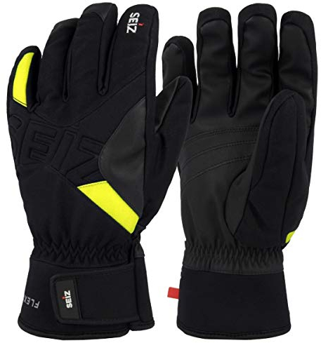 Seiz Erwachsene Flexible Handschuhe, Schwarz/Neongelb, 8.5